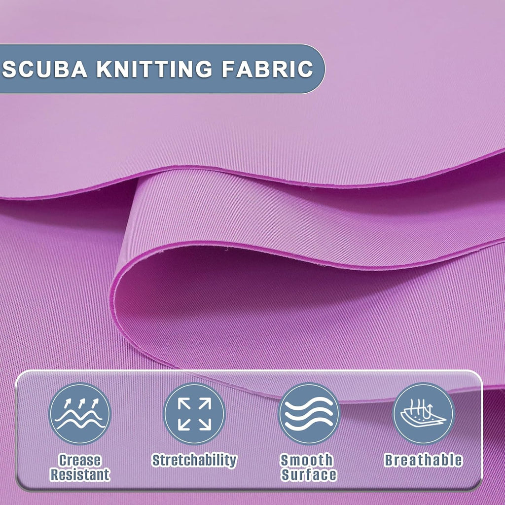 Skiennix Scuba Knit Fabric - Versatile Neoprene Polyester Spandex for Skirts & Jackets | 63'' Wide (Violet)