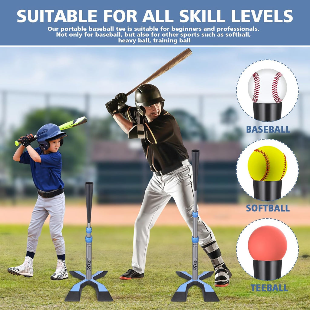 Skiennix Baseball Tee - Adjustable Batting Tee with 5.8 LB Base | Height 24"-45" for Training