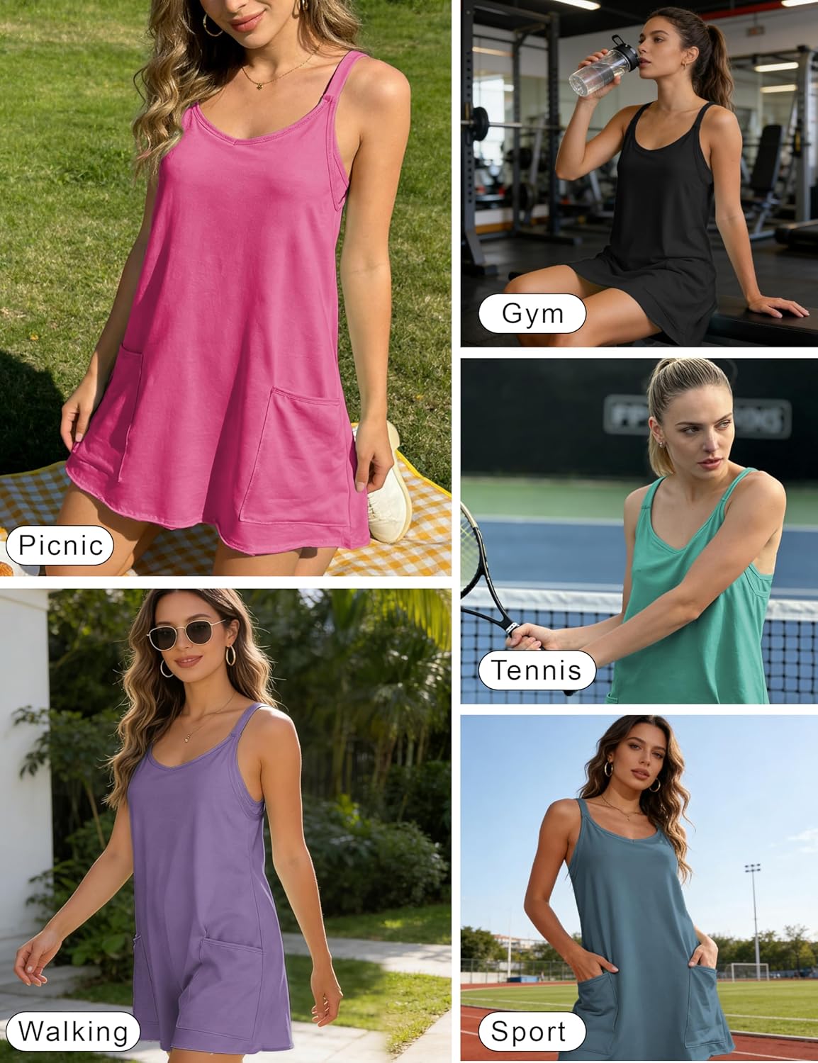 Skiennix Women's Sleeveless Athletic Mini Dress - Built-In Shorts for Comfort & Style