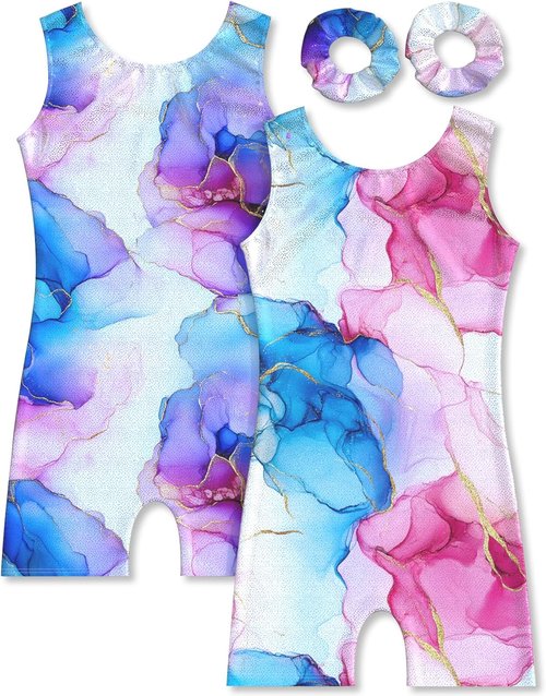 MOLLDAN Gymnastics Leotard - Girls' Dance Biketard Unitards | 2-Pack Tumbling Outfits
