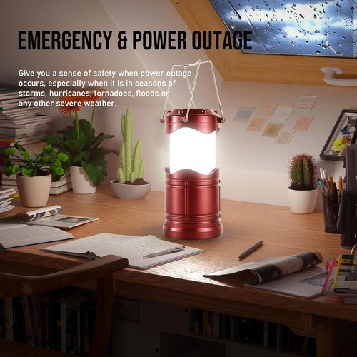 Lichamp LED Camping Lantern - 4 Pack Battery-Powered Flashlights | Portable Hanging Light for Emergencies