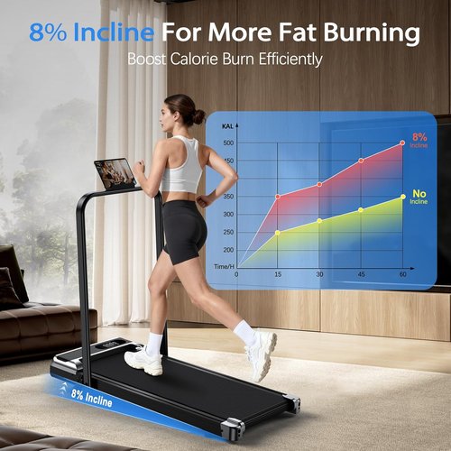 AoraPulse Portable Folding Treadmill - Compact Electric Walking & Running Machine | 300 LBS Capacity, LED Display