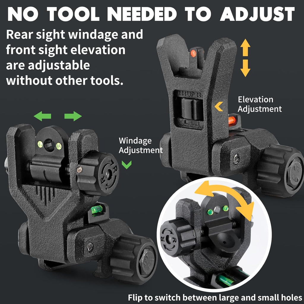 ZBULAR Fiber Optic Sights - Flip Up Front & Rear Backup Sights with Green & Red Dots
