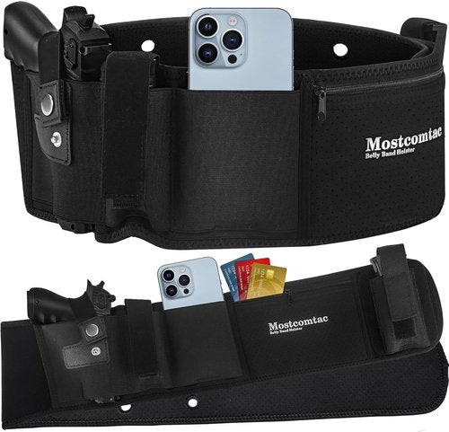Mostcomtac Belly Band Holster - Comfortable Neoprene Gun Holster with Zip Pocket for Glock 17-43X, Taurus, Ruger LCP, M&P Shield