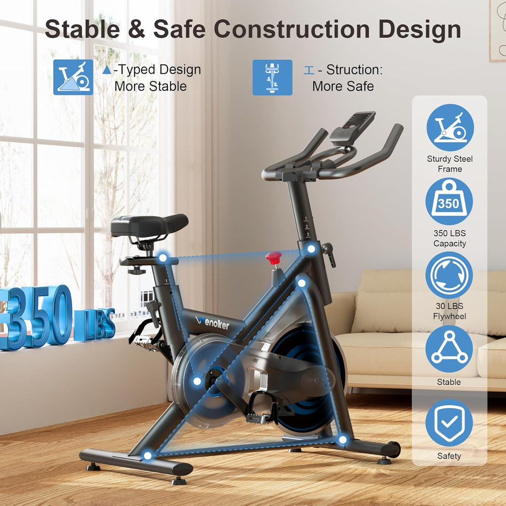Skiennix Exercise Bike - 350LB Magnetic Resistance Indoor Cycling with App Sync & Adjustable Seat
