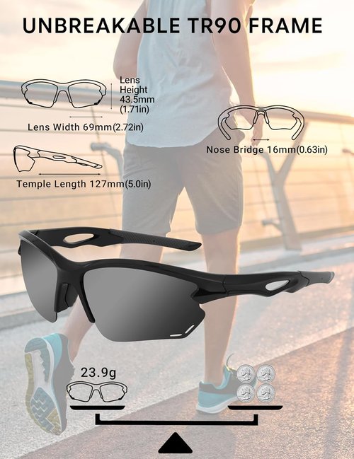 BIRCEN Polarized Men's Sunglasses - Lightweight TR90 UV Protection Shades for Driving & Sports