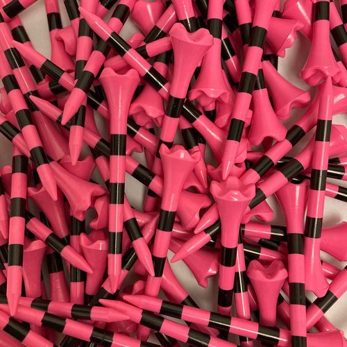 Pride Golf Tee Performance Plastic Golf Tees - 100 Count, 3-1/4 Inch - Citrus Pink - Striped for Consistency - Low Resistance Head Design