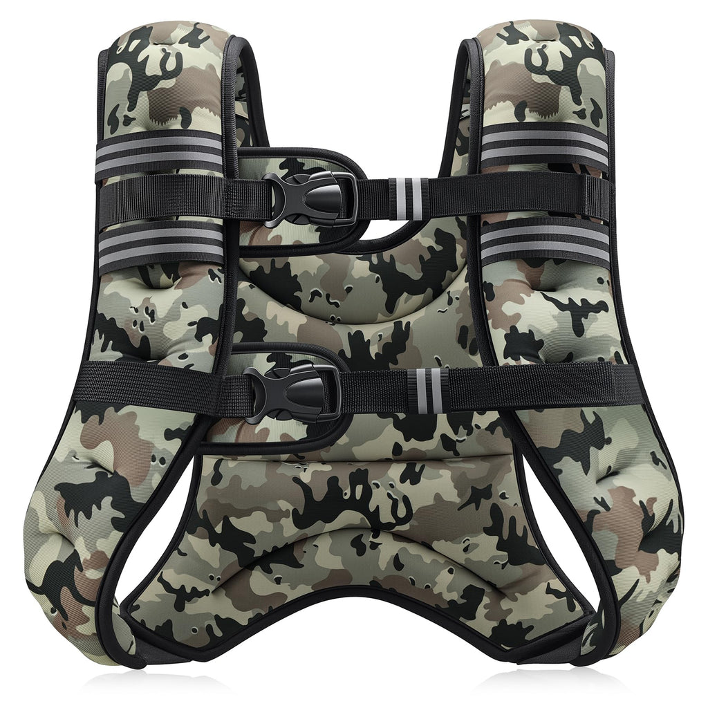 ZELUS Weighted Vest, 6lb/8lb/12lb/16lb/20lb/25lb/30lb Weight Vest for Men Women with Storage Pocket & Reflective Strips for Workout Strength Training Running Muscle Building, Desert Camo (25 lb)