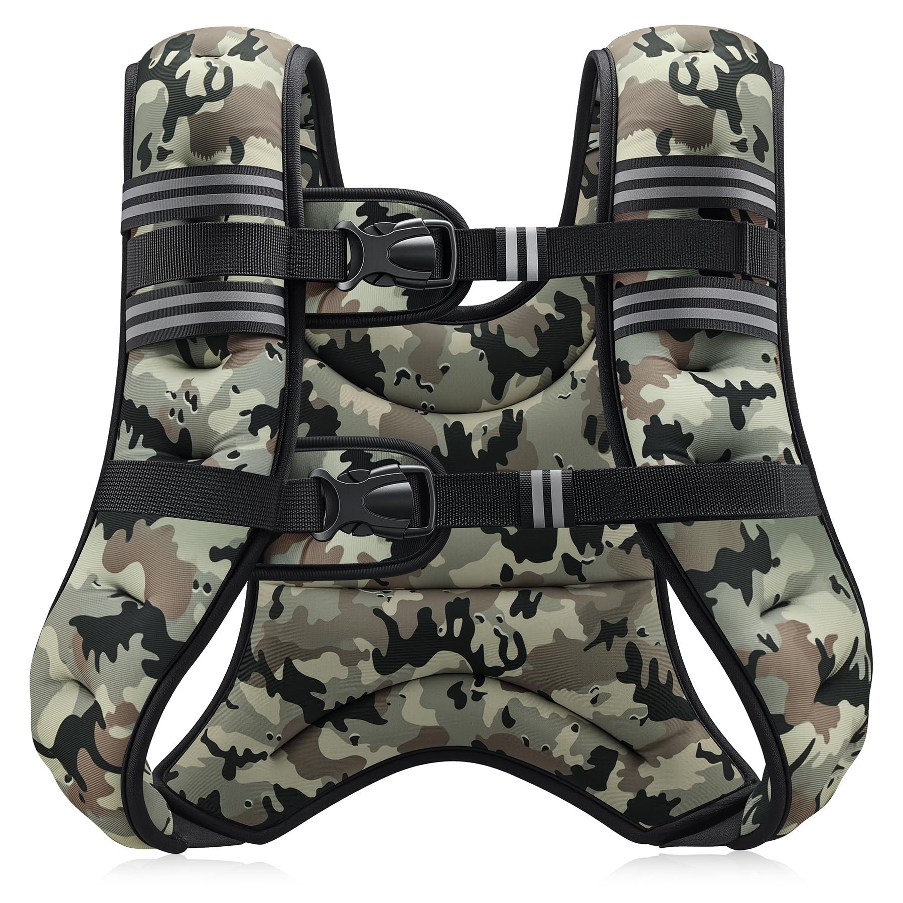 ZELUS Weighted Vest, 6lb/8lb/12lb/16lb/20lb/25lb/30lb Weight Vest for Men Women with Storage Pocket & Reflective Strips for Workout Strength Training Running Muscle Building, Desert Camo (25 lb)