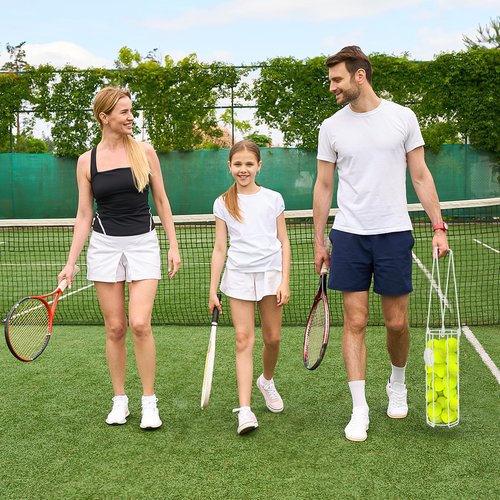 HolyMaji Cylindrical Tennis Ball Hopper Collector Pickleball Balls Retriever Basket Tennis Ball Picker Upper for Easy Picking and Storage Metal Container Holds 24 Tennis Balls Training Caddy (White)
