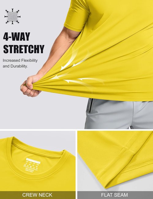 MAGCOMSEN Men's UPF 50+ Quick-Dry Athletic T-Shirt - Ideal for Running & Swimming, Comfortable Fit