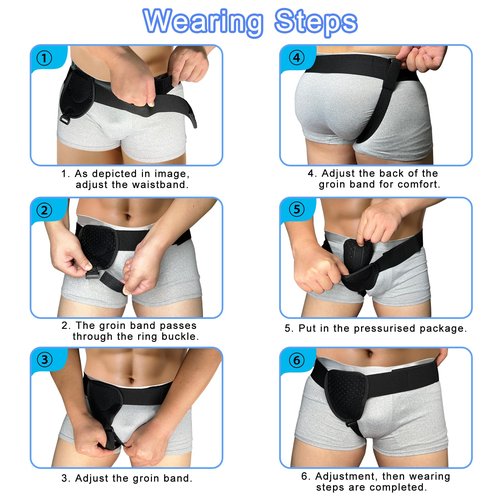 Poedist Hernia Support Belt for Men or Women for Unilateral Inguinal Hernia or Other Hernias with Removable Pads, Adjustable Waist Belt for Abdominal Compression, Lumbar Support (Large 30-42 Inch)