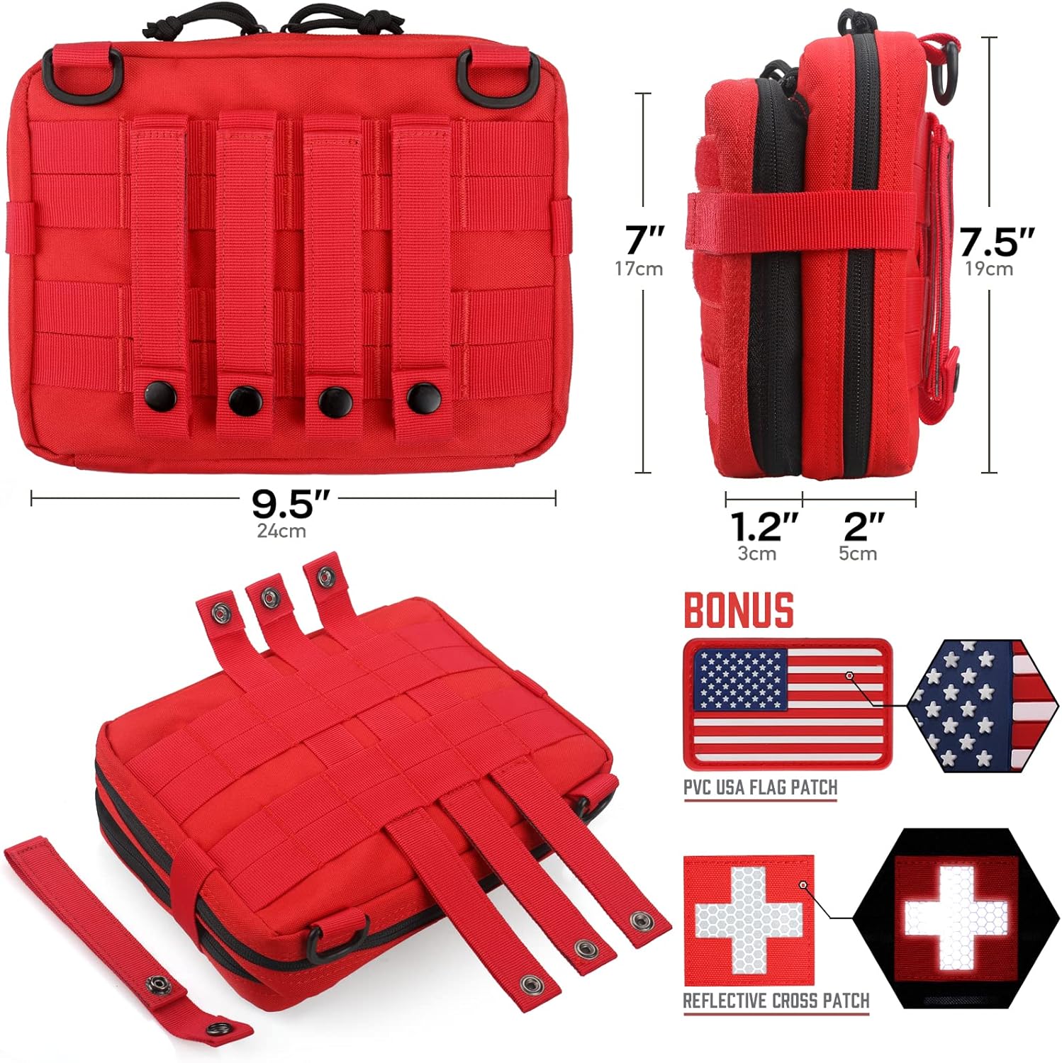 WYNEX Tactical Large Admin Pouch - Double Layer Molle EDC Utility Pouch with Map Sleeve & Flag Patch