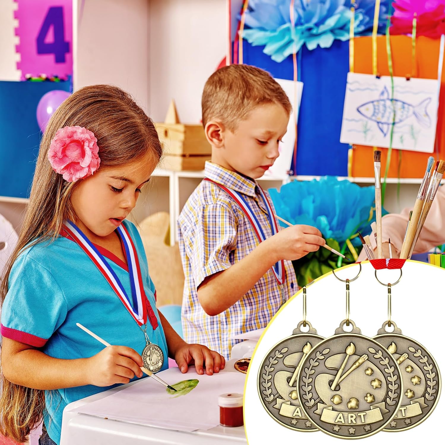 Quelay Gold Winner Medals - 100 Pcs 2'' Award Medals with Neck Ribbons for Tournaments & Competitions