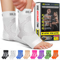BLITZU Compression Socks for Plantar Fasciitis, Achilles Tendonitis, Arthritis Relief, Ankle Brace Compression Sleeve with Foot Arch Support, Ankle Wrap for Women, Men, Swelling & Heel Pain White XXL