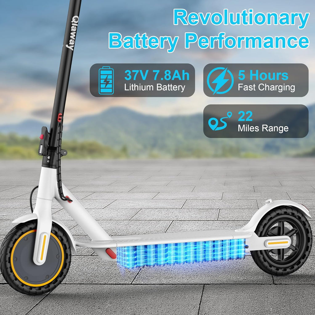 Qlaway 8.5" E-Scooter for Adults - 19/22 MPH Speed, 350/500W Motor, 22 Miles Range, Foldable, 265 LBS Capacity