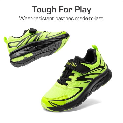 DREAM PAIRS Boys Girls Shoes Kids Tennis Athletic Running Gym School Sneakers for Little Big Kid,Size 4 Big Kid,Neon Green/Black,KKUMRS2523