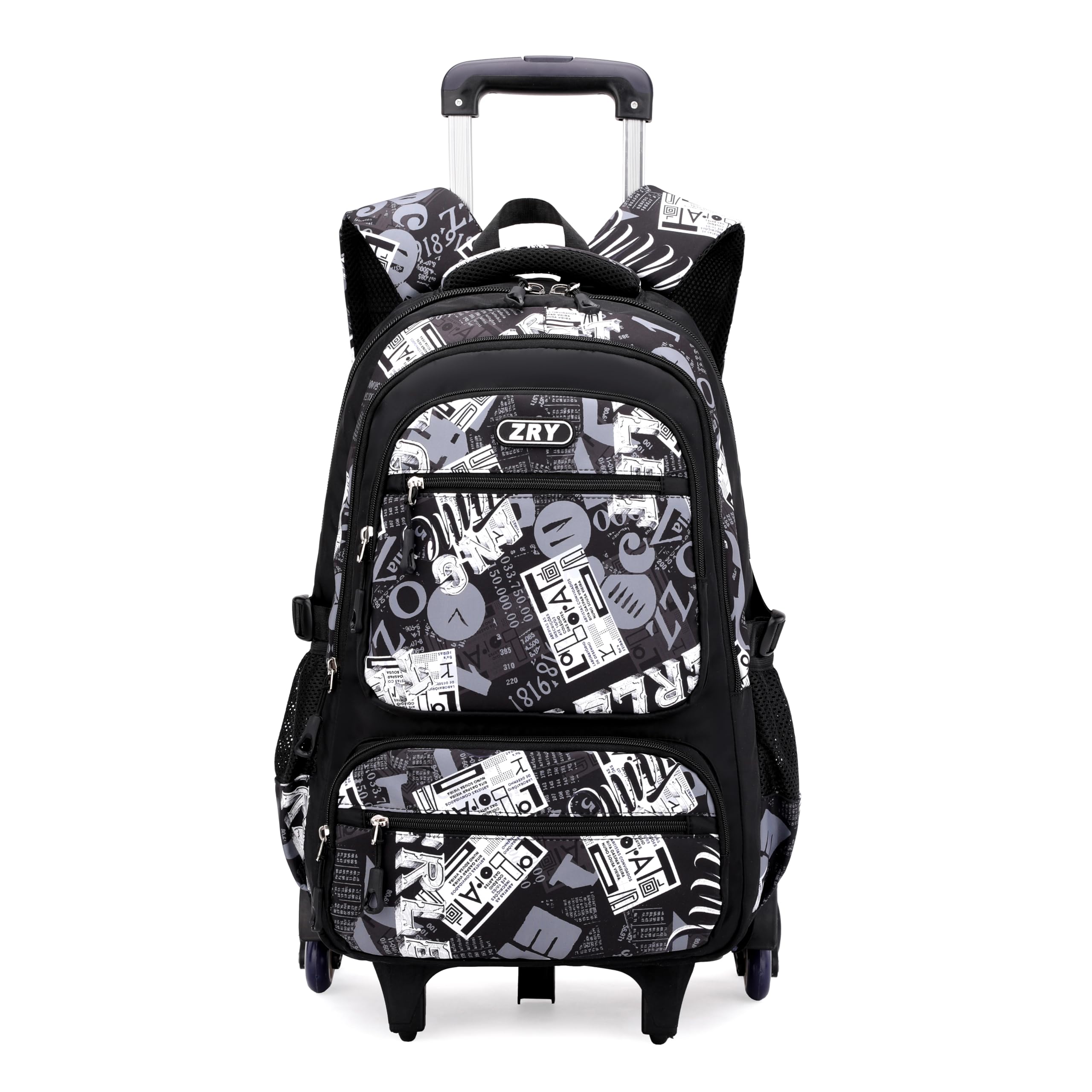 NIWEIYA Rolling Backpack for Boys School Backpack with Wheels for Boys Wheeled Bookbags Trolley School Bags for Teens Girls, 6 Wheels