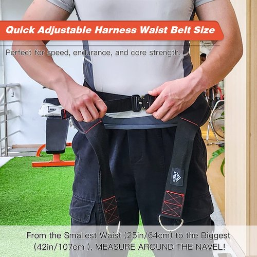 ATENTO Sled Pulling Belt, Adjustable Closure Sled Training Waist Belt,Weight Sled Pull Belt for Tire or Sled Pulling, Squat,Leg Muscles Strength Training, Agility, Resistance Training, Core Power Workout, Belt for Pulling with 2 Pulling Straps & 4 Hooks I