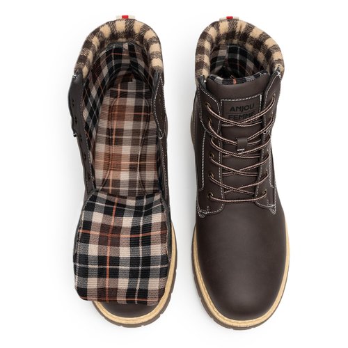 ANJOUFEMME Winter Hiking Boots Men Waterproof, Warm Work Trekking Boots for Men FNM19-G-BROWN-10.5
