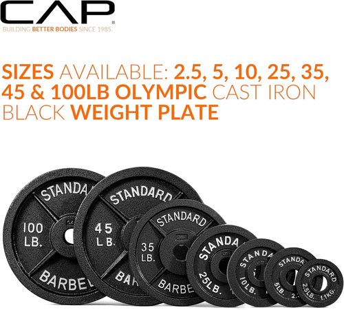 CAP Barbell Olympic Weight Plate - Durable 2-Inch Design | Various Sizes Available