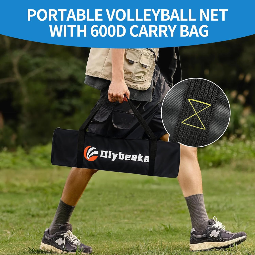 Skiennix Portable Outdoor Volleyball Net Set - Adjustable Poles, Soft PU Volleyball & Pump, Carry Bag
