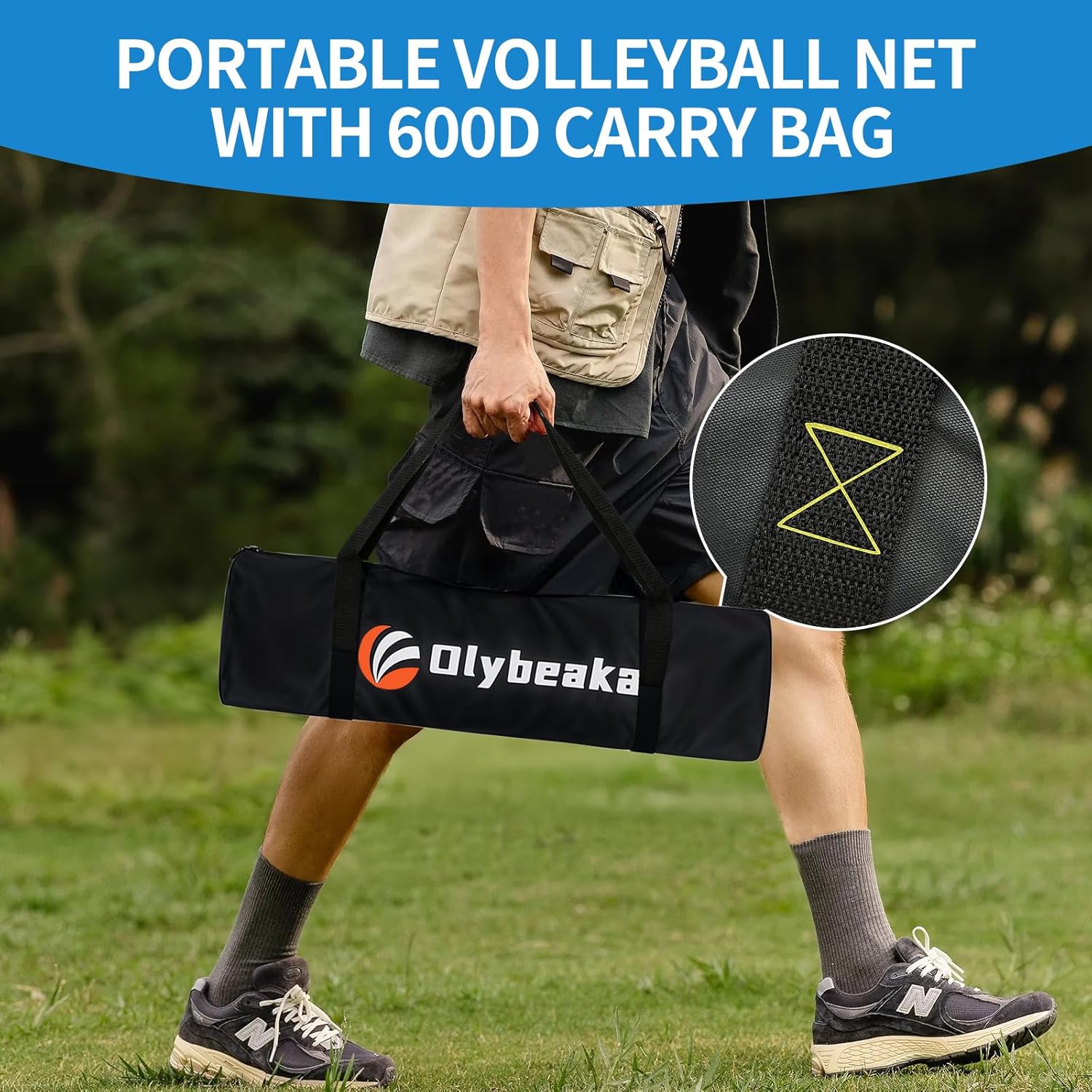 Skiennix Portable Outdoor Volleyball Net Set - Adjustable Poles, Soft PU Volleyball & Pump, Carry Bag