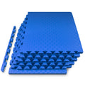 ProsourceFit Exercise Puzzle Mat 1-inch, Checkered EVA Foam Floor Tiles w/Non-Slip Texture, Interlocking Design for Adjustable Gym Surfaces, Shock Absorbing, Blue, 24 SQ FT - 6 Tiles
