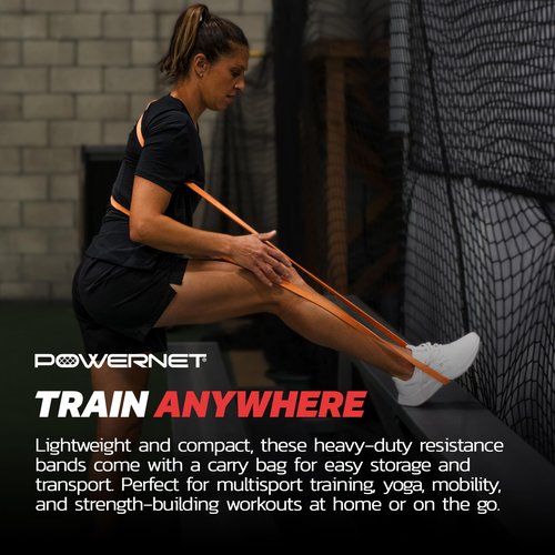 PowerNet Resistance Exercise Bands, Heavy-Duty Color-Coded Progressive Resistance Bands, Workout Equipment for Home Gym Stretching & Training