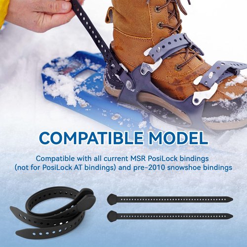 18 Inch Snowshoe Straps Replacement for MSR Snowshoe Binding Straps Kit - Compatible with MSR Denali Evo Ascent Snowshoes & PosiLock Bindings, Black, 2 Pack