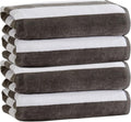 Market & Place 100% Cotton Velour Beach Towel Set - Ultra Soft & Highly Absorbent 30" x 60" Towels | Marina Collection (4-Pack, Charcoal)