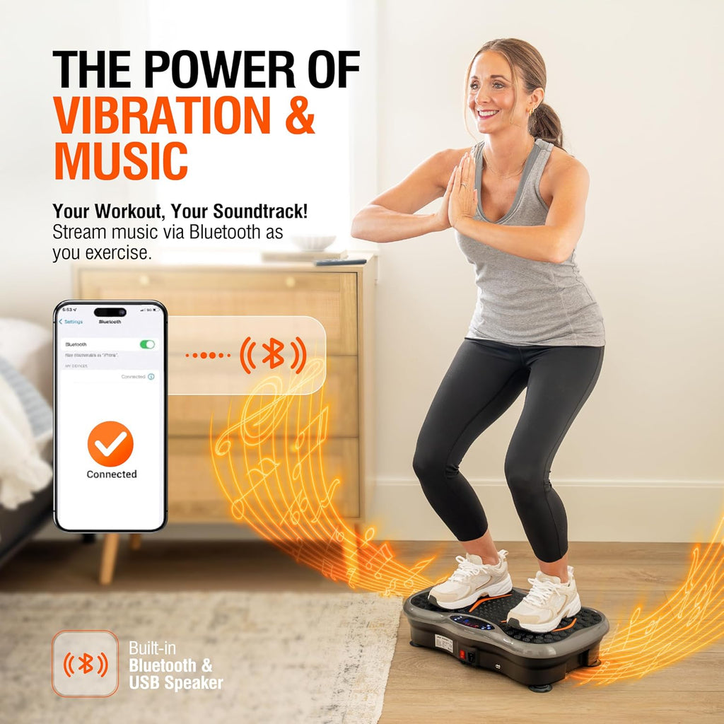 Powerfit Vibration Plate Exercise Machine - Full Body Vibration Platform for Weight Loss & Lymphatic Drainage