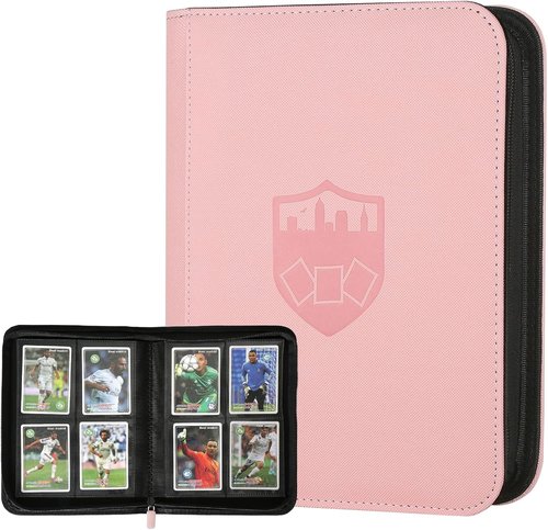 GERMUN Trading Card Binder - Premium 4 Pocket Card Holder for 160 Cards | Double-Sided Album in Pink