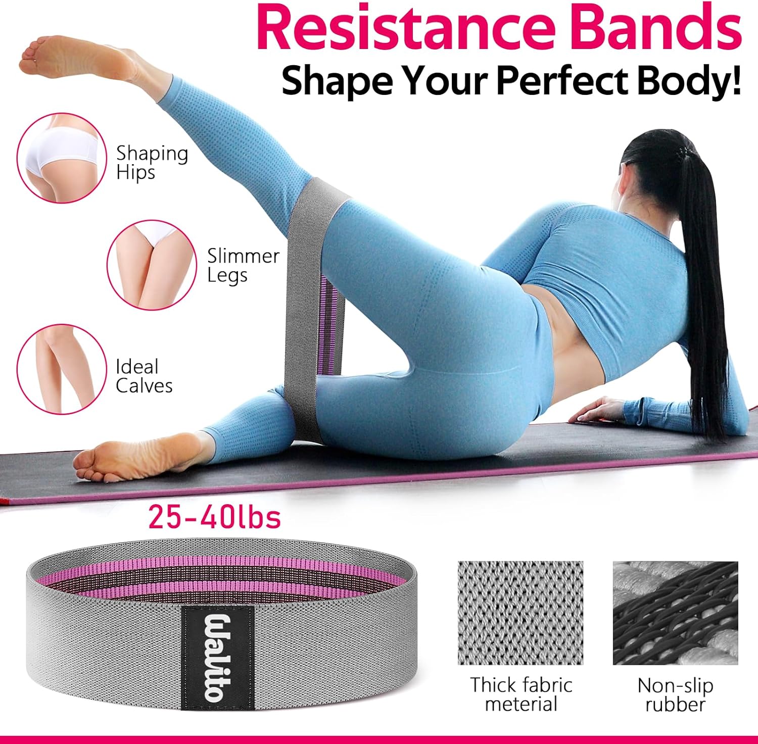 WALITO Barbell Pad Set - 8-Piece Gym Accessories for Women | Includes Ankle Straps & Resistance Bands