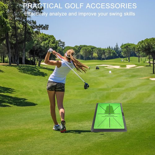 Nogcay Golf Hitting Mat, Golf Practice Mat for Training Chipping Show Swing Path Feedback, Golf Swing Training Strike Mat for Indoor and Outdoor Use