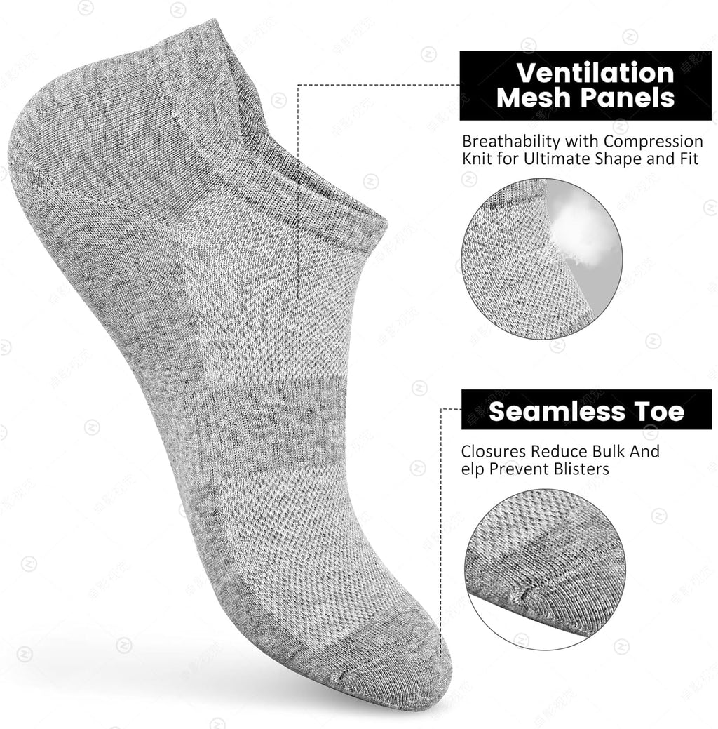 Sallking Women's Ankle Cotton Socks - Soft No-Show Athletic Running Socks | 6 Pairs in White