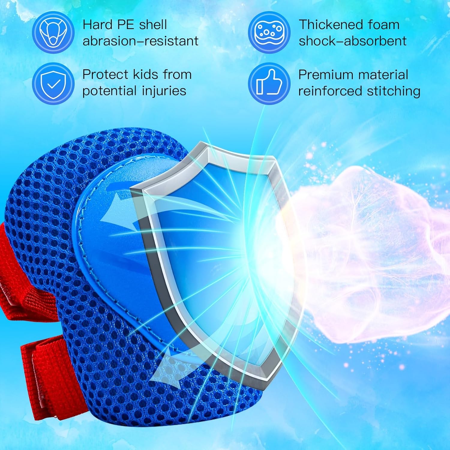Wemfg Kids Protective Gear Set - Knee Pads, Elbow Pads & Wrist Guards for Ages 3-14 | Ideal for Skating & Cycling