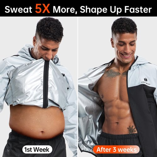 HOTSUIT Sauna Suit for Men Sweat Suits Gym Workout Exercise Sauna Jacket Zip, White, 3XL