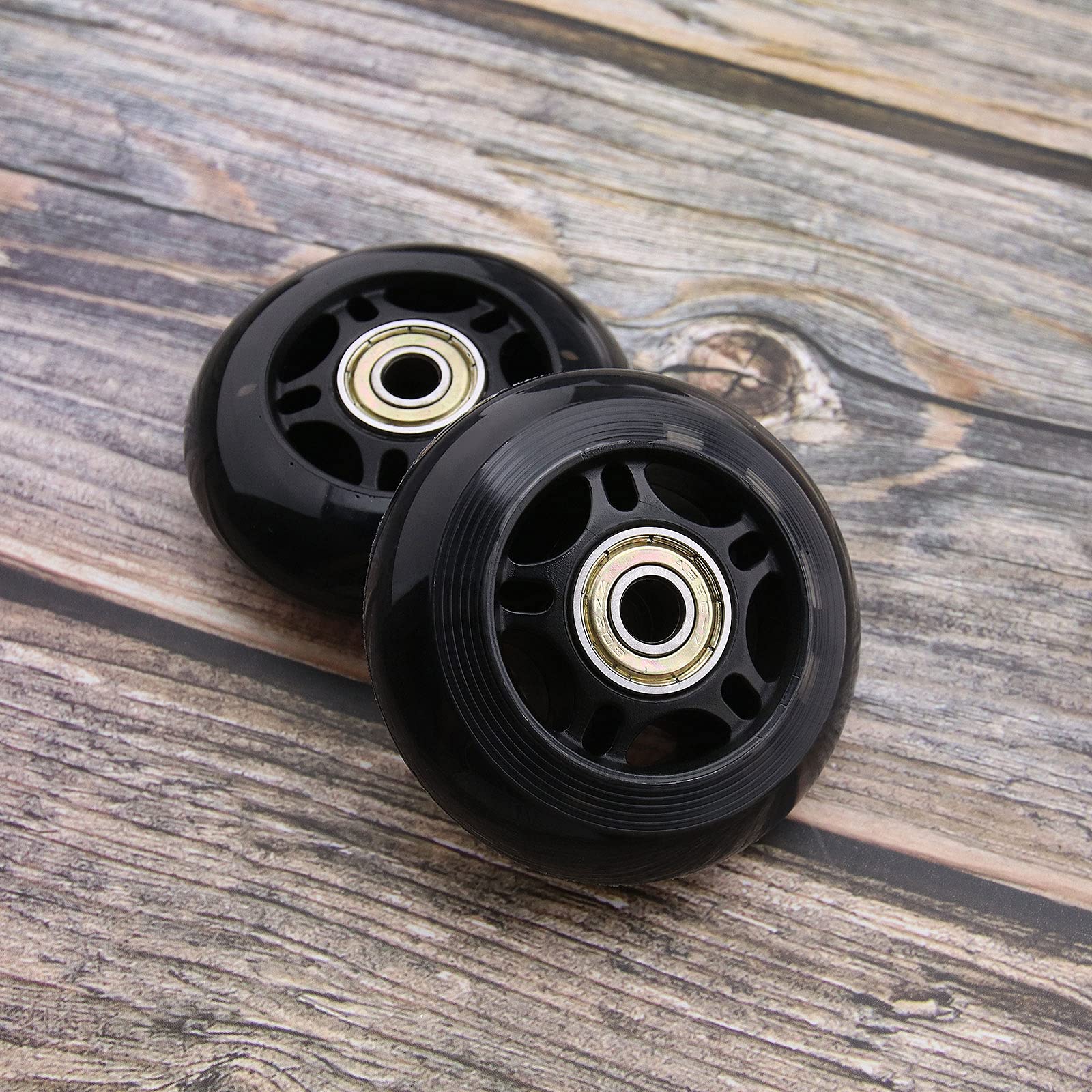 SING F LTD 8pcs 70mm 82A Skating Wheels with ABEC-7 608ZZ Bearing for Boys & Girls Indoor Outdoor Recreational Riding with 6mm White Plastic Spacers Replacement Black PU