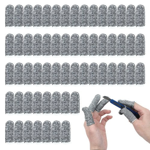 60 pcs Finger Cots Cut Resistant Protector Cut-Resistant Finger Covers, Anti-Cut Fingertips Finger Protection Cots for Peaked Tools DIY Working Building Kitchen Cutter Cooking, Breathable & Reusable