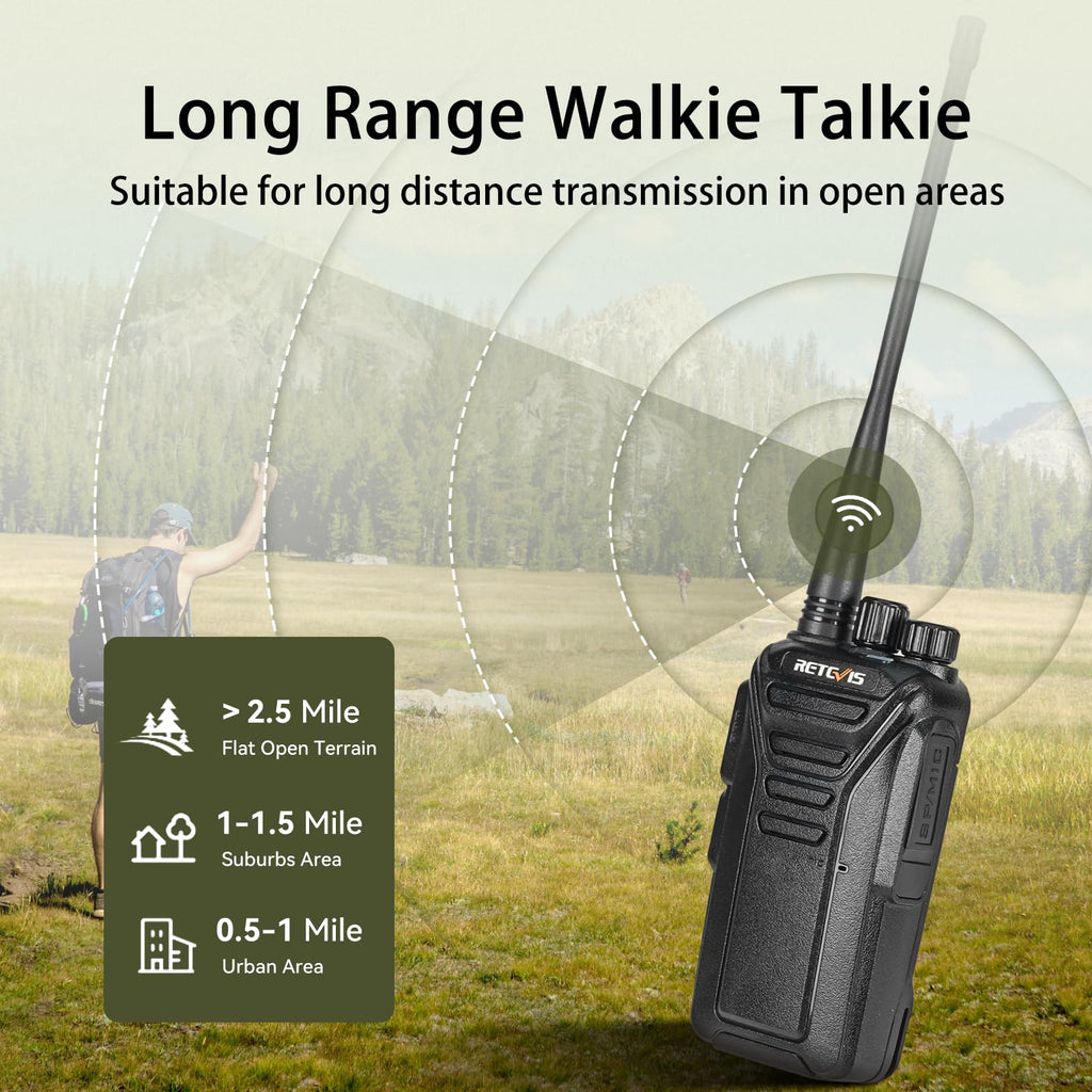 Retevis RT27V MURS Radios, Walkie Talkies with Earpiece, Long Range, Rechargeable, Low-Traffic Channel, Durable, Two Way Radios for Hunting Camping Farm（2 Pack）