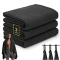SOOWASH Microfiber Sweat Towel 3 Pack - 27 x 55 in Quick Dry, Black