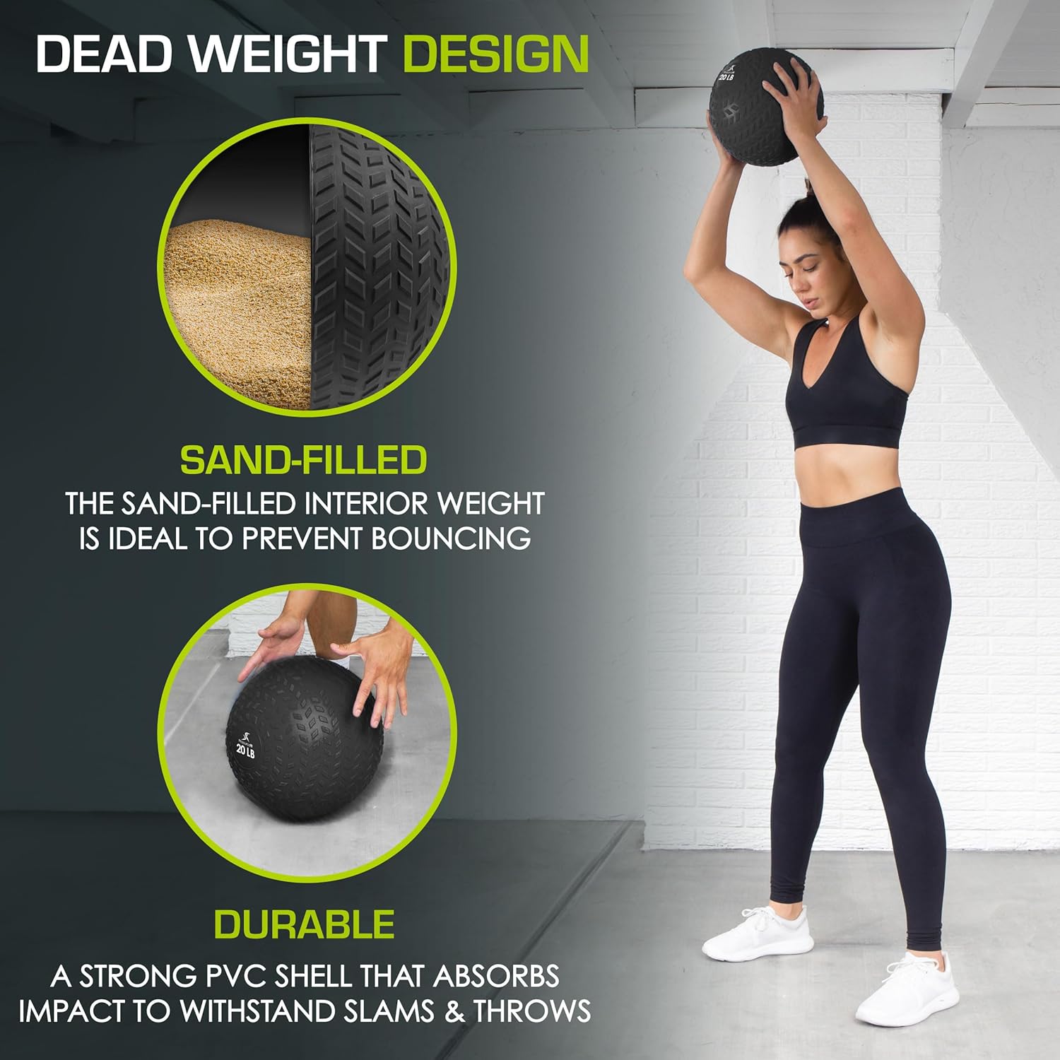 ProsourceFit Slam Medicine Balls - Smooth & Textured Grip for Strength Training | 5-50lbs Options