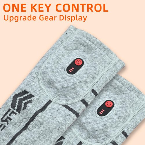 FREEHILL Merino Wool Heated Socks for Men Women, 5000mAh One-Click Control Rechargeable Cold Weather Heated Ski Socks (US, Alpha, Large, Regular, Regular, Gray)