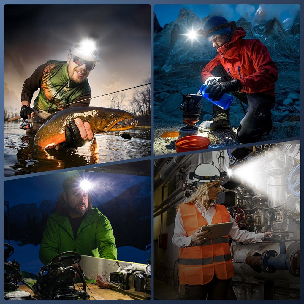 TIROFLX Headlamp - 12 Modes, 210000 Lux Brightness, Motion Sensor, Waterproof, 125° Angle for Camping
