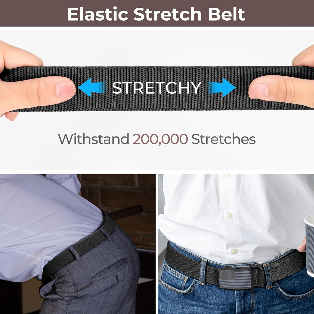 SANSTHS Men's Elastic Stretch Ratchet Belt - Versatile Nylon Design for Casual Work & Golf | Adjustable Fit
