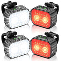 Bike Lights Set 2 LED Front & Rear, Rechargeable, IPX6 Waterproof, Multiple Modes - 2 Led*2