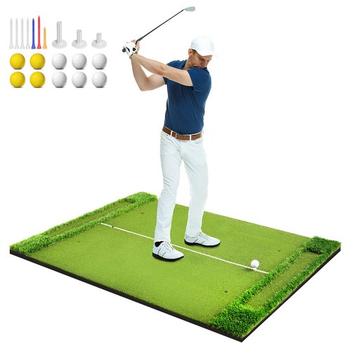 VIVITORY 5x4ft 21mm-45mm Golf Mat with Ball Tray, Thickening Golf Hitting Mat, Integrated Golf Practice with 10 Golf Balls, 7 Golf Tees, Artificial Golf Turf Mat Practice Swing Mats