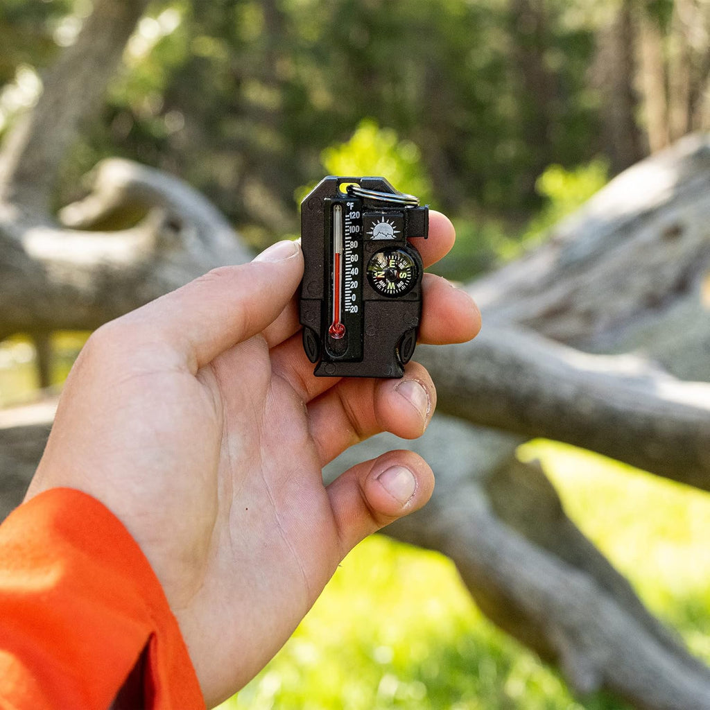 Sun Company Outsider - 4-in-1 Survival Multi-Tool | Compact Outdoor Gadget with Compass, Thermometer, Whistle & Fire Starter