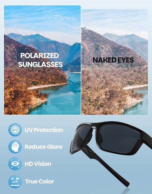 DEAFRAIN Polarized Sports Sunglasses for Men Women, Ideal for Running Fishing Driving Golf Unbreakable Frame with UV Protection